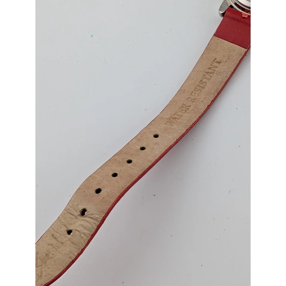 American Flag Watch Women 26mm Case‎ Red Leather Band- New Battery